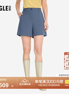 AIGLE艾高WR防泼水凉感UPF50+防晒运动速干短户外休闲裤子女