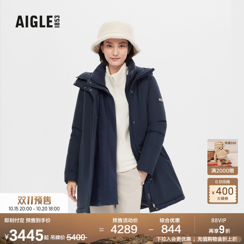 AIGLE艾高中长款羽绒服防风透汽