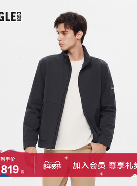 AIGLE艾高男士外套防泼水上衣SOFTSHELL软壳衣休闲时尚百搭夹克