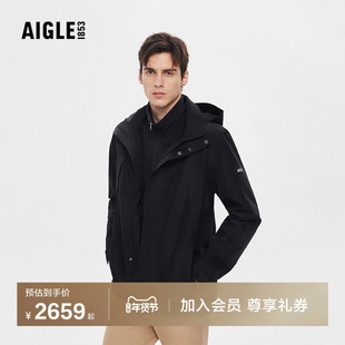 AIGLE艾高男士外套GORE-TEX冲锋衣功能面料防风防水透汽夹克上衣