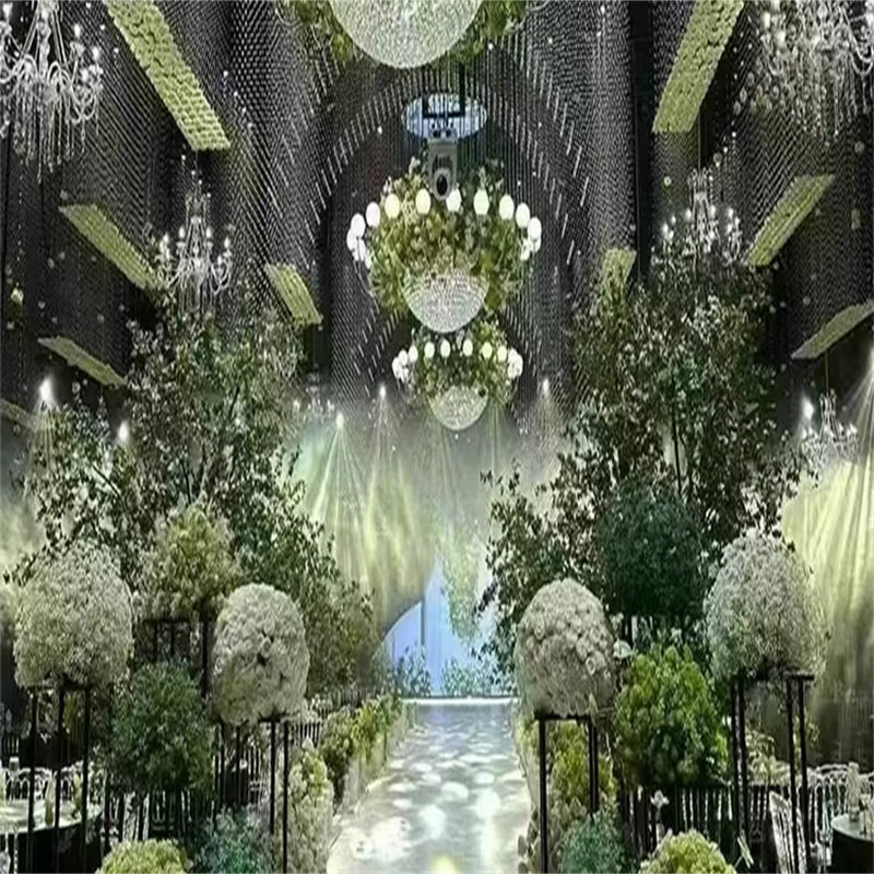 婚礼堂水晶吊顶灯宴会厅改造设计酒店婚礼铁艺造型灯婚庆道具摆件