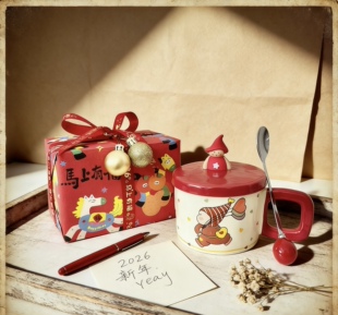 2026新款星星人马克杯礼物送女生闺蜜节日礼物红色马年礼盒带盖