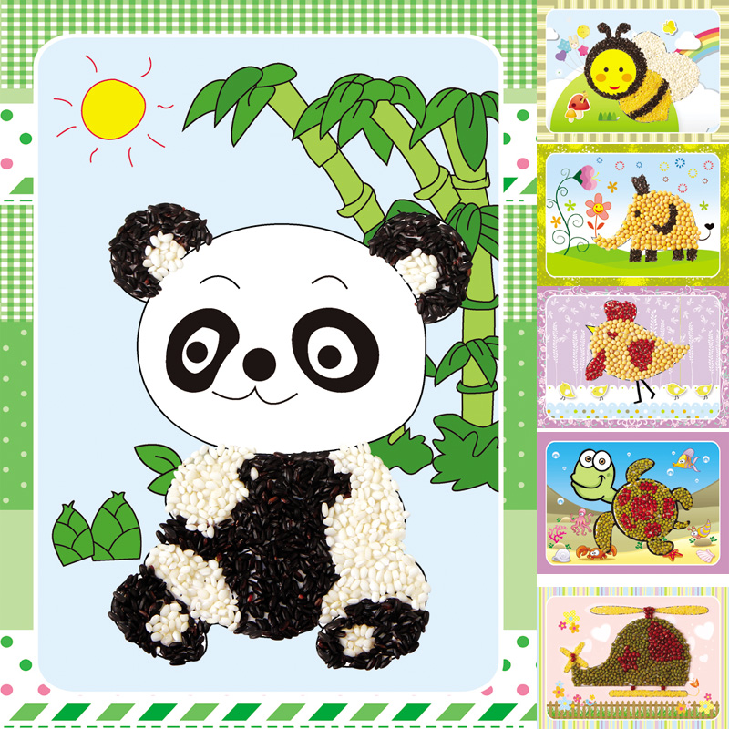 儿童diy手工制作材料包  豆豆画五谷物粘贴画 种子画粮食画豆子画