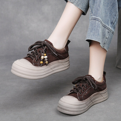 4.5CM厚底通勤百搭休闲真皮女鞋