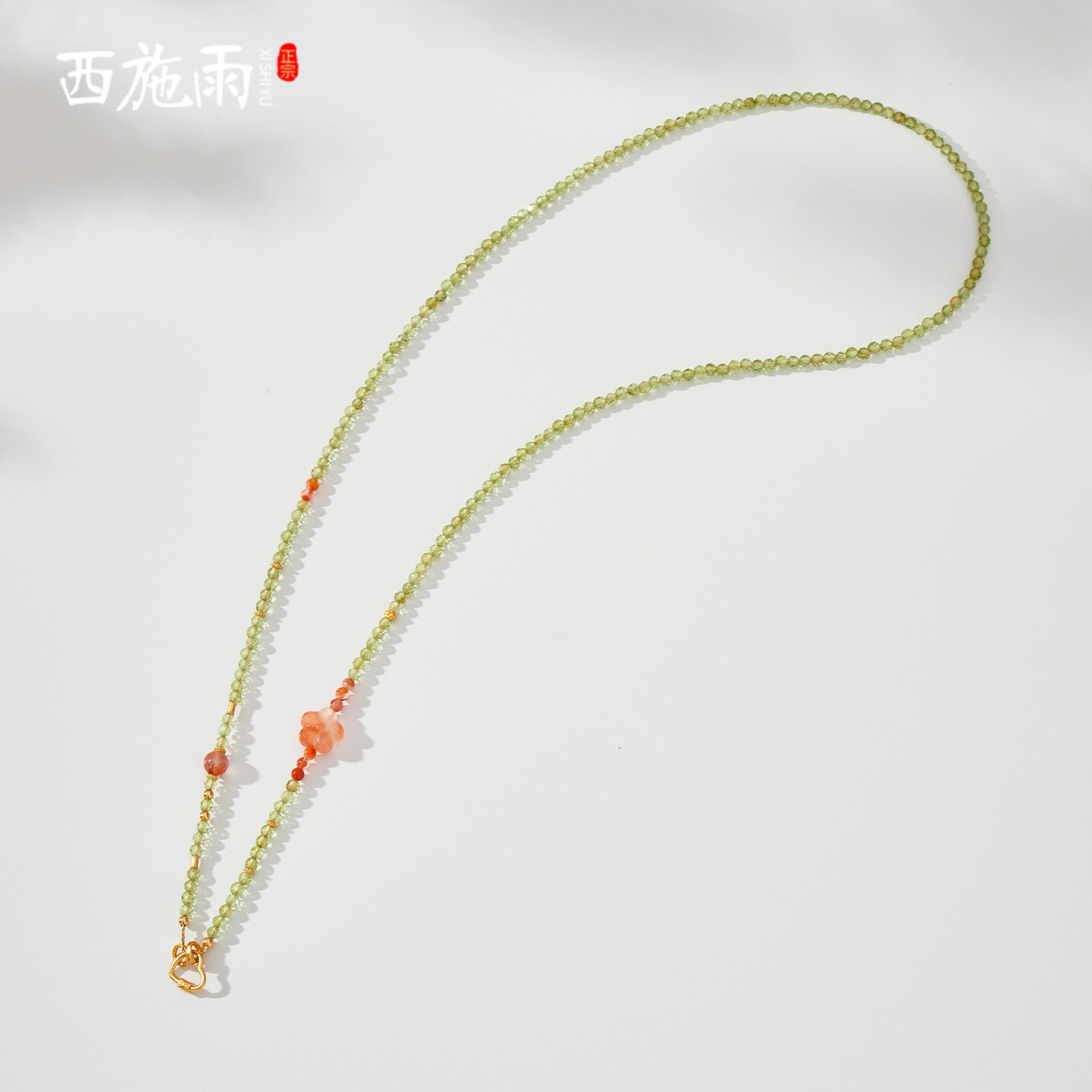 西施雨极细天然橄榄石项链万能扣图片