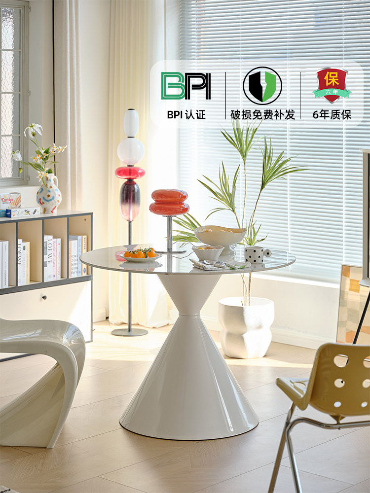 餐桌家用小户型现代简约风岩板桌洽谈商务办公桌客厅餐厅沙漏圆桌,住宅家具,岩板餐桌,淘宝优惠券,粉丝福利购,淘宝优惠卷