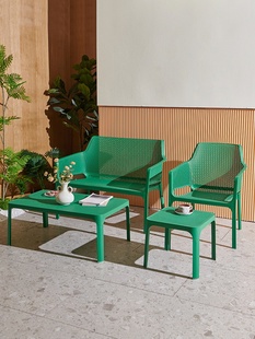 简约家用家用户外塑料椅子客厅茶几长几靠背沙发休闲椅餐厅餐桌椅