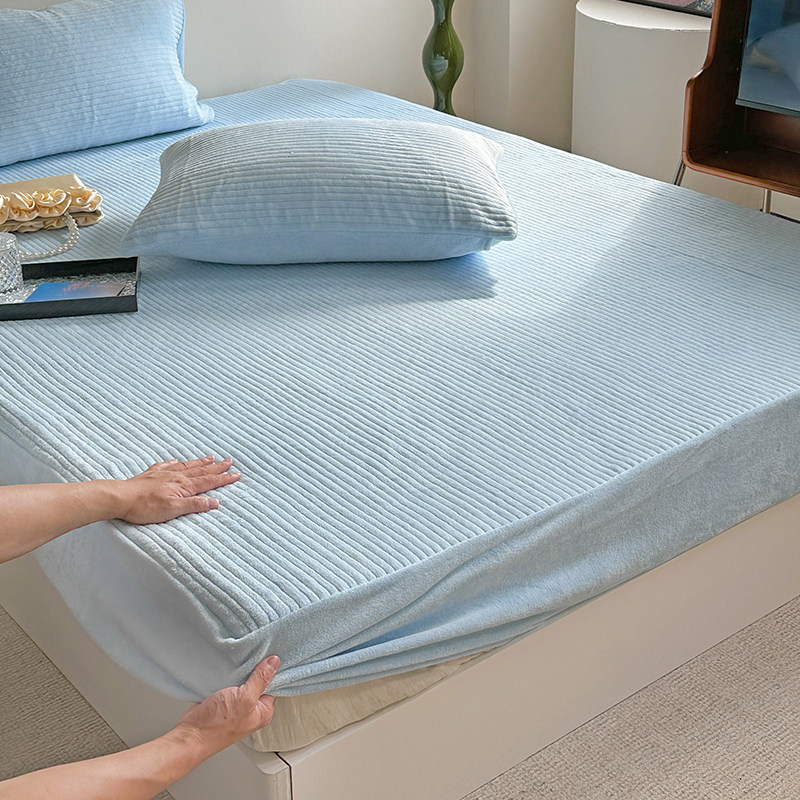 床笠罩秋冬款2025新款高端牛奶绒冬天加绒加厚床笠三件套防滑南通