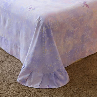 床单单件纯棉100全棉2025新款四季通用紫色 被单枕套三件套高级感