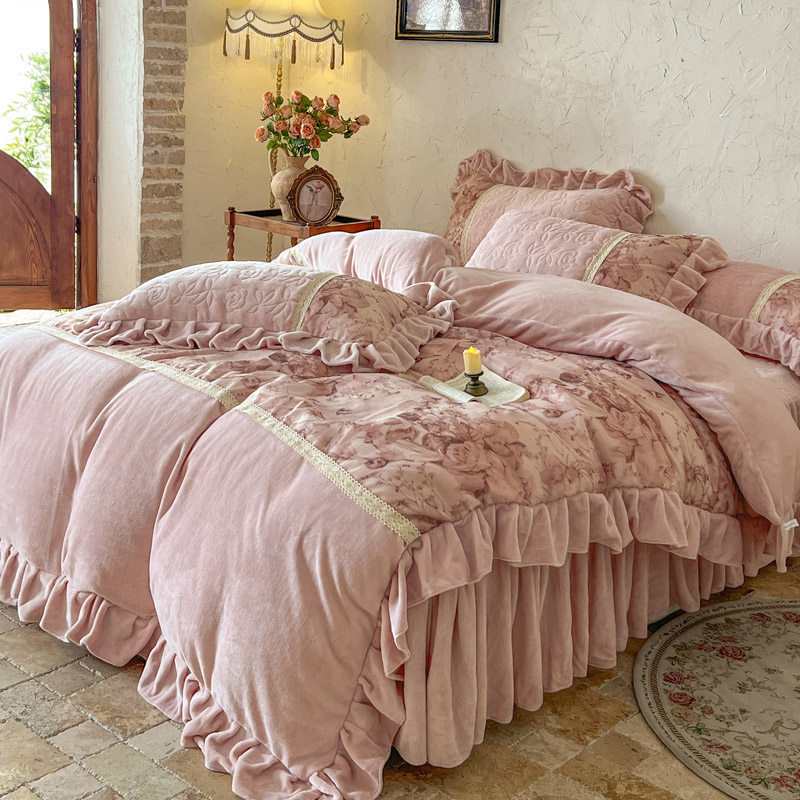 超柔软牛奶绒毛绒四件套轻奢高级感主卧室冬巨好看的床裙2026新款