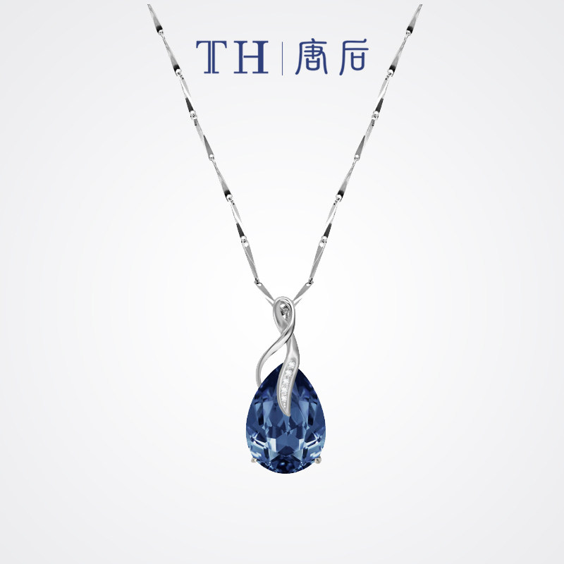 唐后蓝色项链女欧美简约气质纯银锁骨链镶水晶吊坠森系颈链|ruв категории Украшения,ювелирные изделия, ожерелье - от Buy2taobao.com для оказания профессиональной услуги покупки агента Taobao