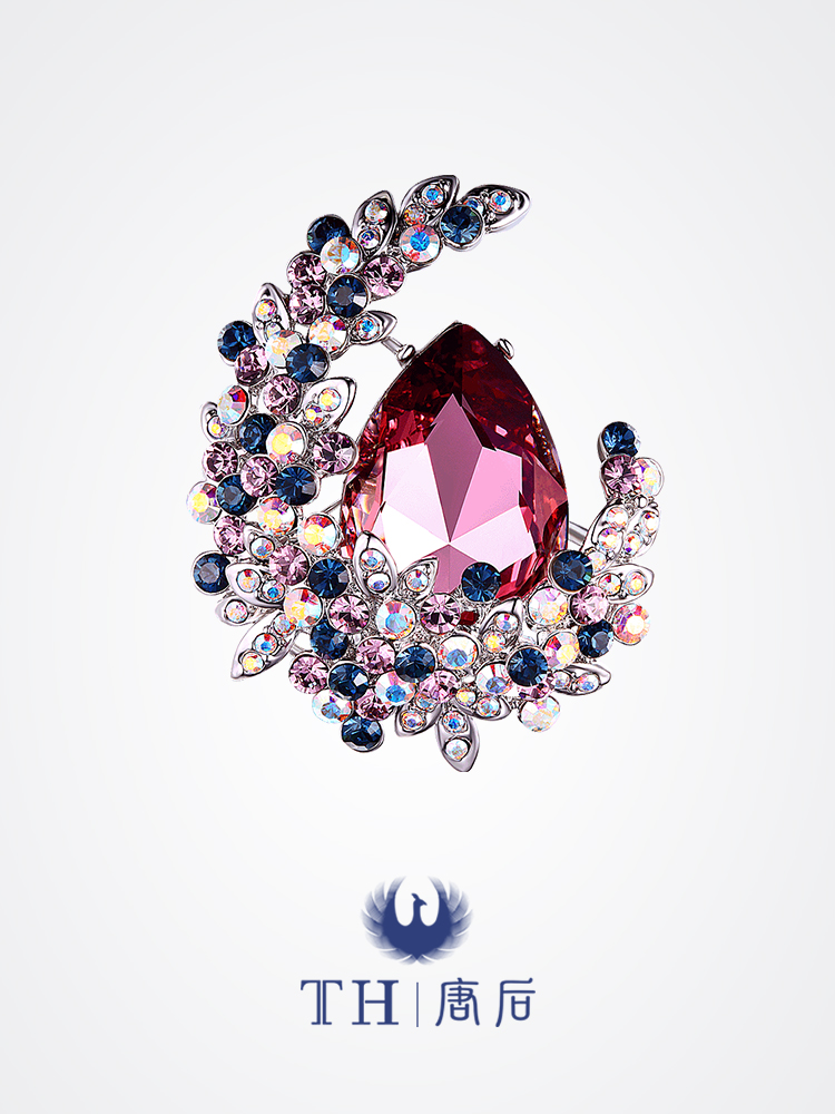 After the Tang Dynasty, Europe and the United States high-end luxury crystal brooch, elegant atmosphere, pin jacket, corsage, mother's holiday gift
