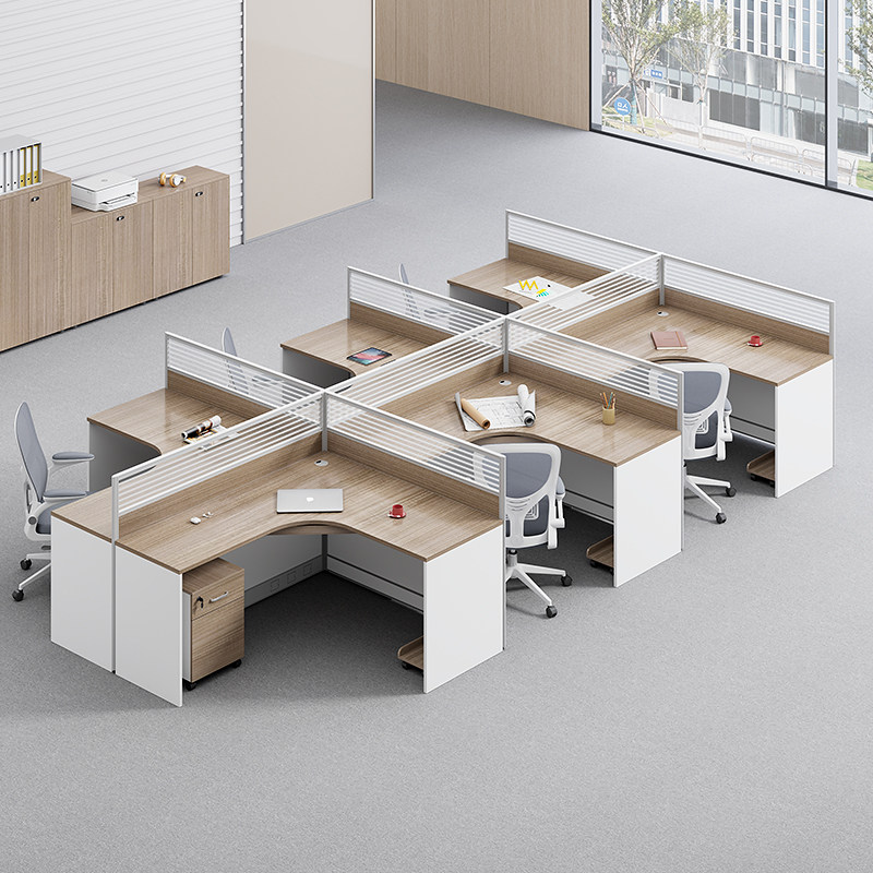 办公桌椅组合员工位简约现代职员桌4 6人位卡座屏风隔断办公室桌