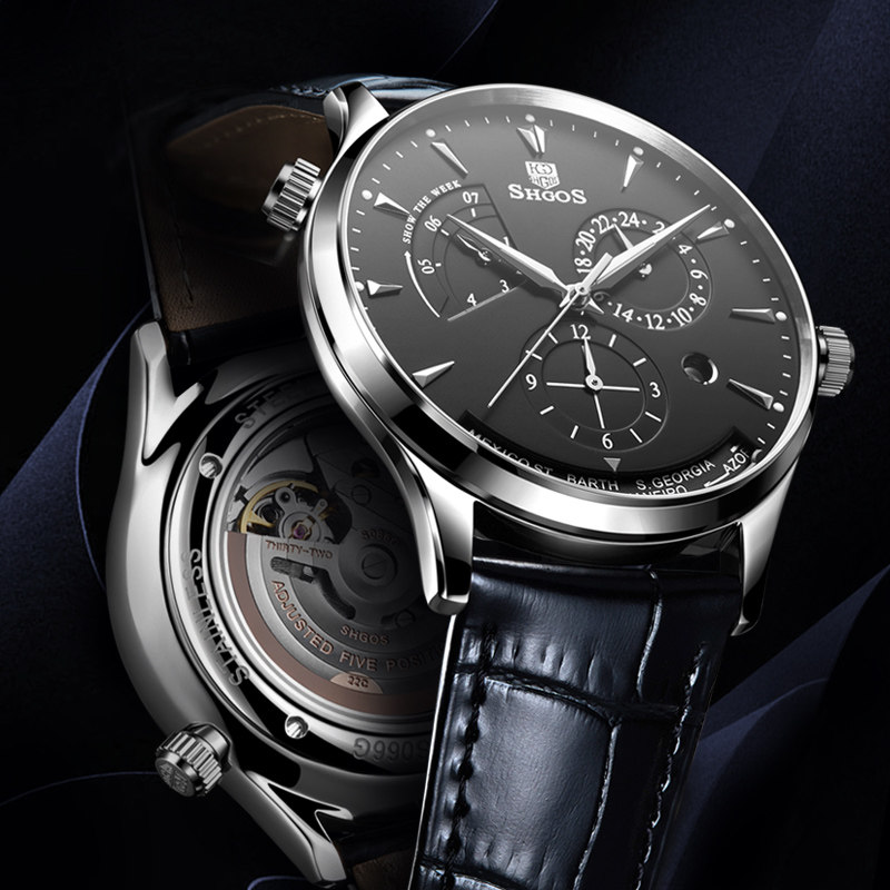 正品手表男士全自动机械表皮带防水夜光2019新款潮流男表