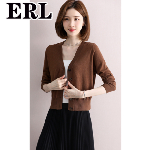 丝光羊毛冰丝针织小开衫短款小个子外搭配裙子春秋薄款披肩外套女