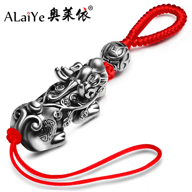 紅黑繩手工編織貔貅可刻字掛件