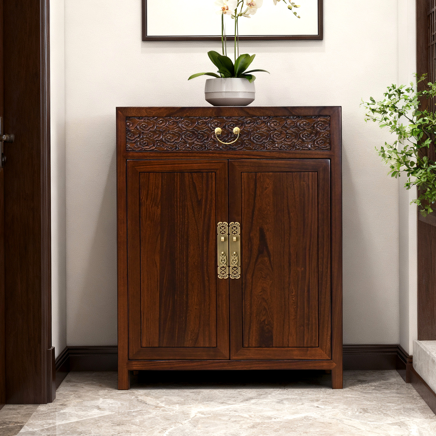 80cm新中式全实木仿古收纳柜