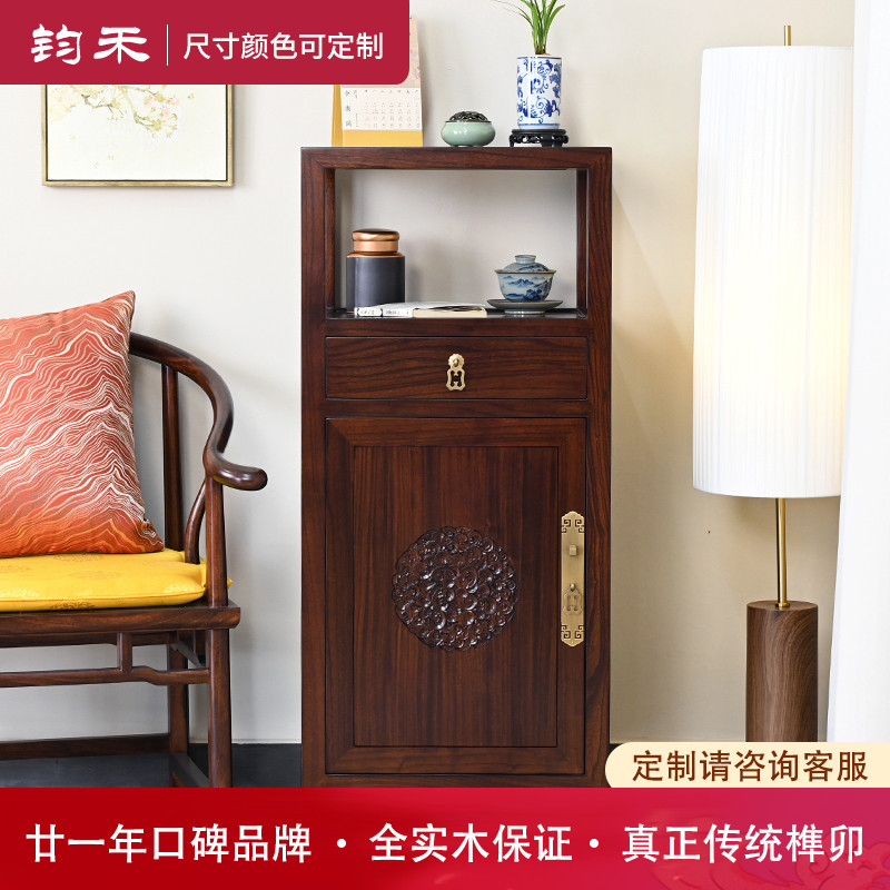 新中式墙角柜老榆木电视柜边柜全实木立柜客厅玄关彷古角落置物柜