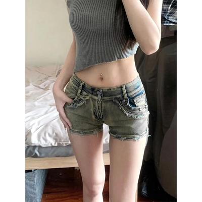 美式辣妹柳丁低腰牛仔超短裤女2025春夏新款修身显瘦包臀阔腿热裤