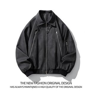 伟龙5330批55黑色棕色M3XL皮衣夹克