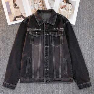 韩版 潮牌新款 潮流休闲刺绣夹克牛仔上衣男 百搭牛仔外套男士 春秋季