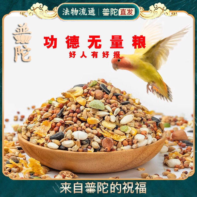 普陀山五谷混合鸟粮营养粮鸟食文鸟中小鸟粮户外布施喂鸟器珍珠鸟图片