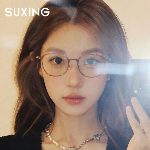 韩系素颜冷茶色近视眼镜框女款