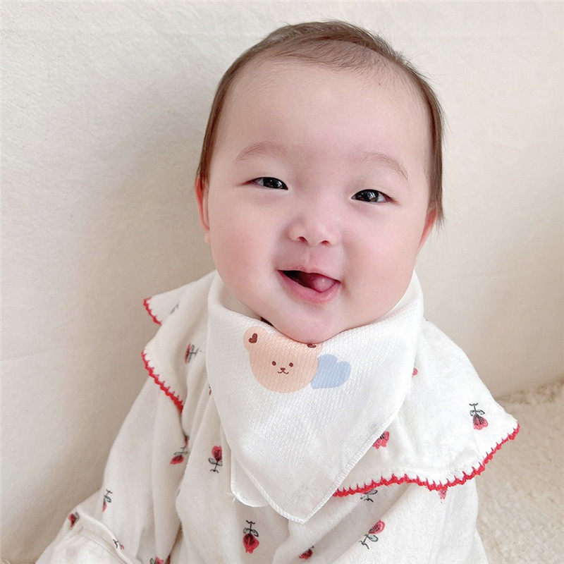 ins风婴儿口水巾三角巾宝宝拍嗝咬咬巾新生儿手帕防吐奶围兜2条装