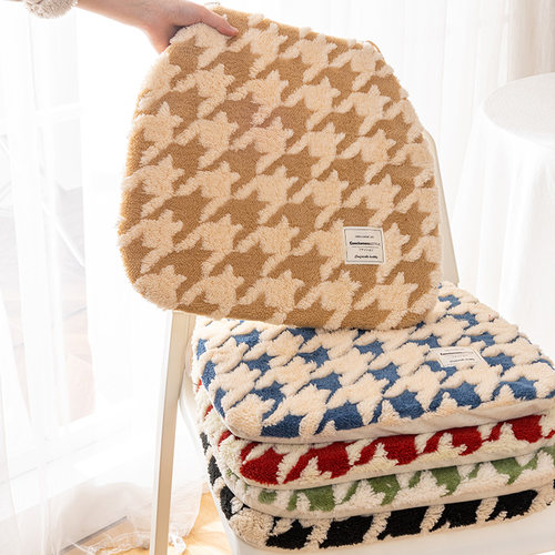 加厚千鸟绒椅垫坐垫椅子垫马蹄形可拆洗方形垫防滑简约现代屁垫子
