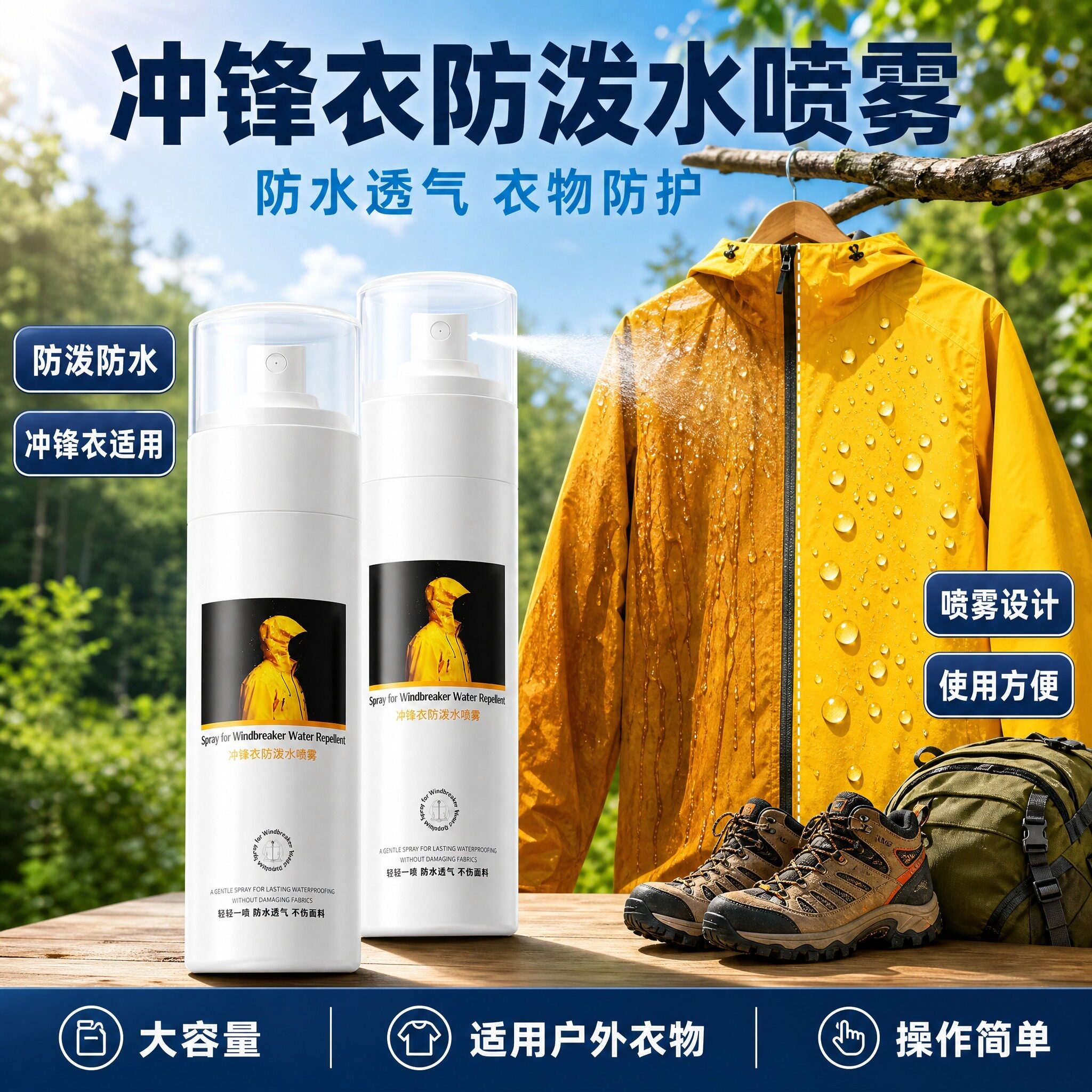 涤戈冲锋衣防泼水喷雾纳米涂层
