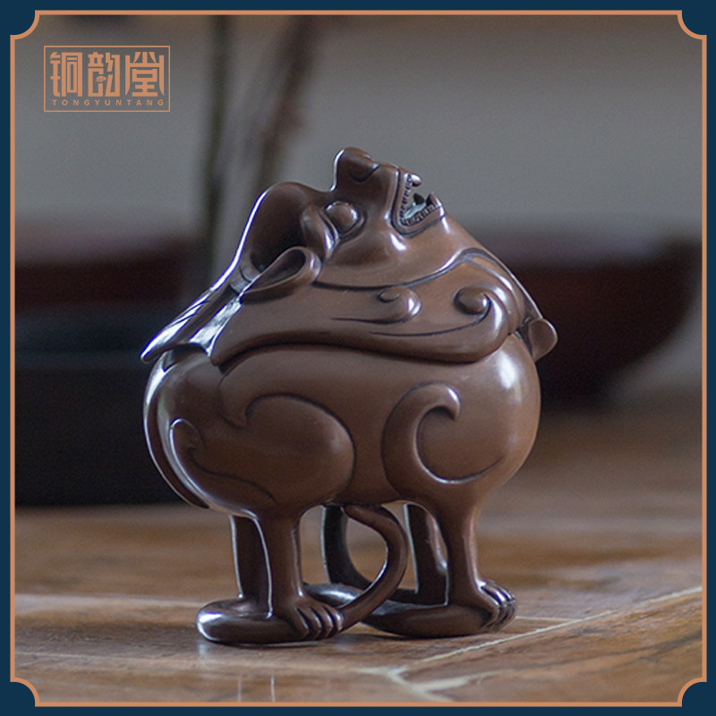 朝天吼香炉瑞兽神兽犼紫铜创意貔貅摆件客厅办公桌家居摆设装饰品