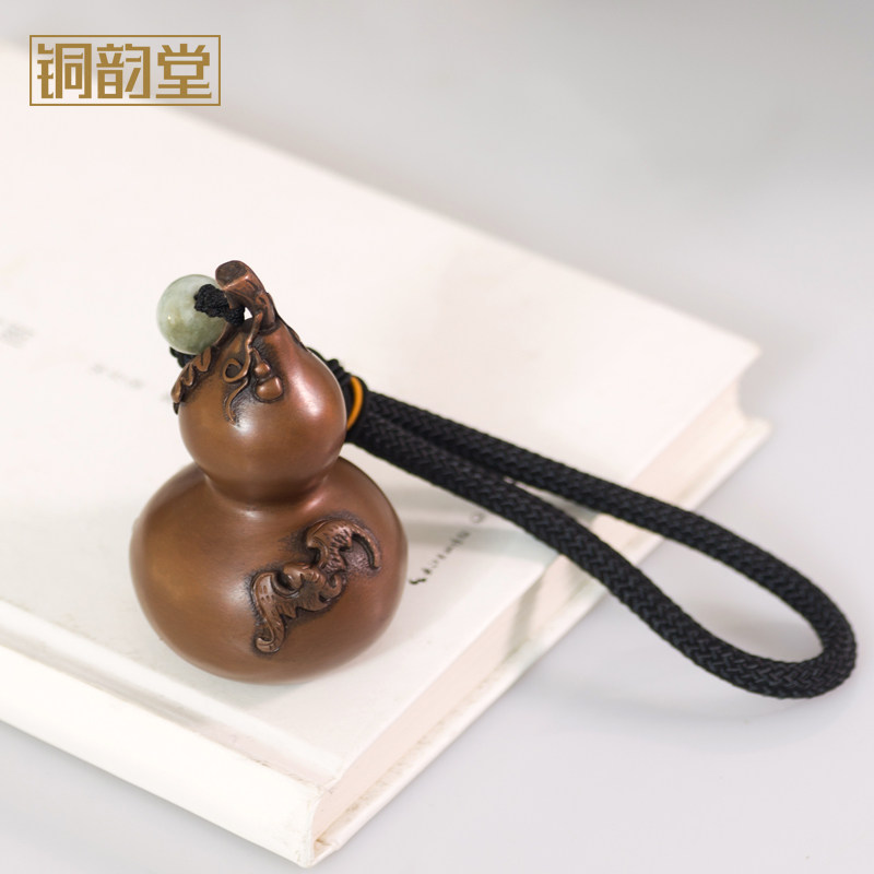 小号铜葫芦摆件紫铜把玩葫芦小挂件随身把件家居铜制工艺收藏礼品