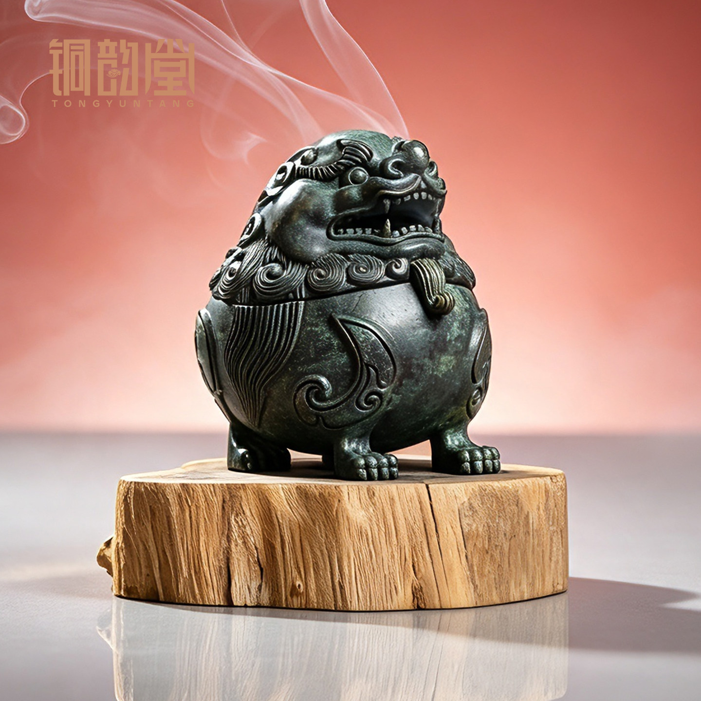 黄铜瑞兽狮首香炉朝天吼摆件仿古青铜器貔貅檀香薰办公桌装饰礼物