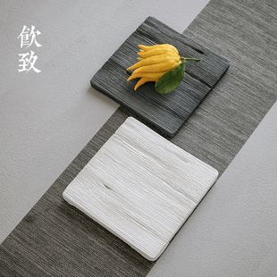清水泥茶盘壶承干泡台正方形干泡盘小茶台禅意茶具养壶托 饮致日式
