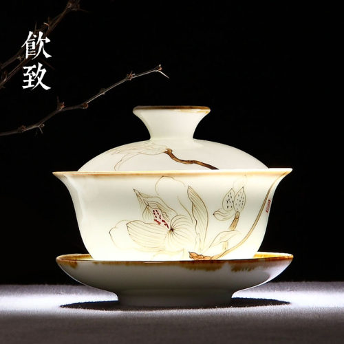饮致景德镇陶瓷手绘三才单个大号