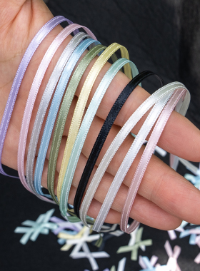 3mm高品质双面高密亮光涤纶丝带绸带手工diy娃衣彩带蝴蝶结材料
