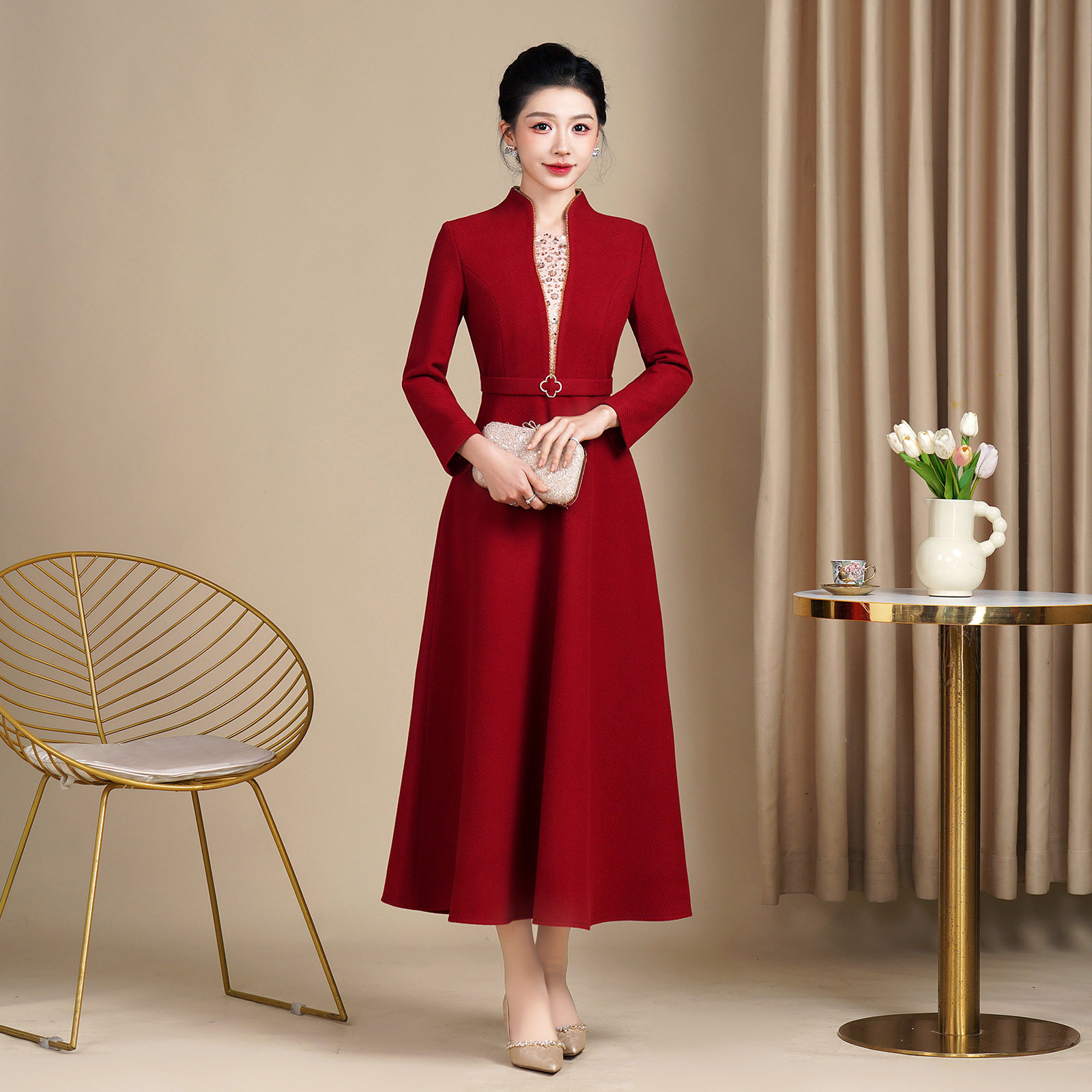 时尚新中式改良喜妈妈婚宴礼服2026年新款国潮大摆气质旗袍连衣裙