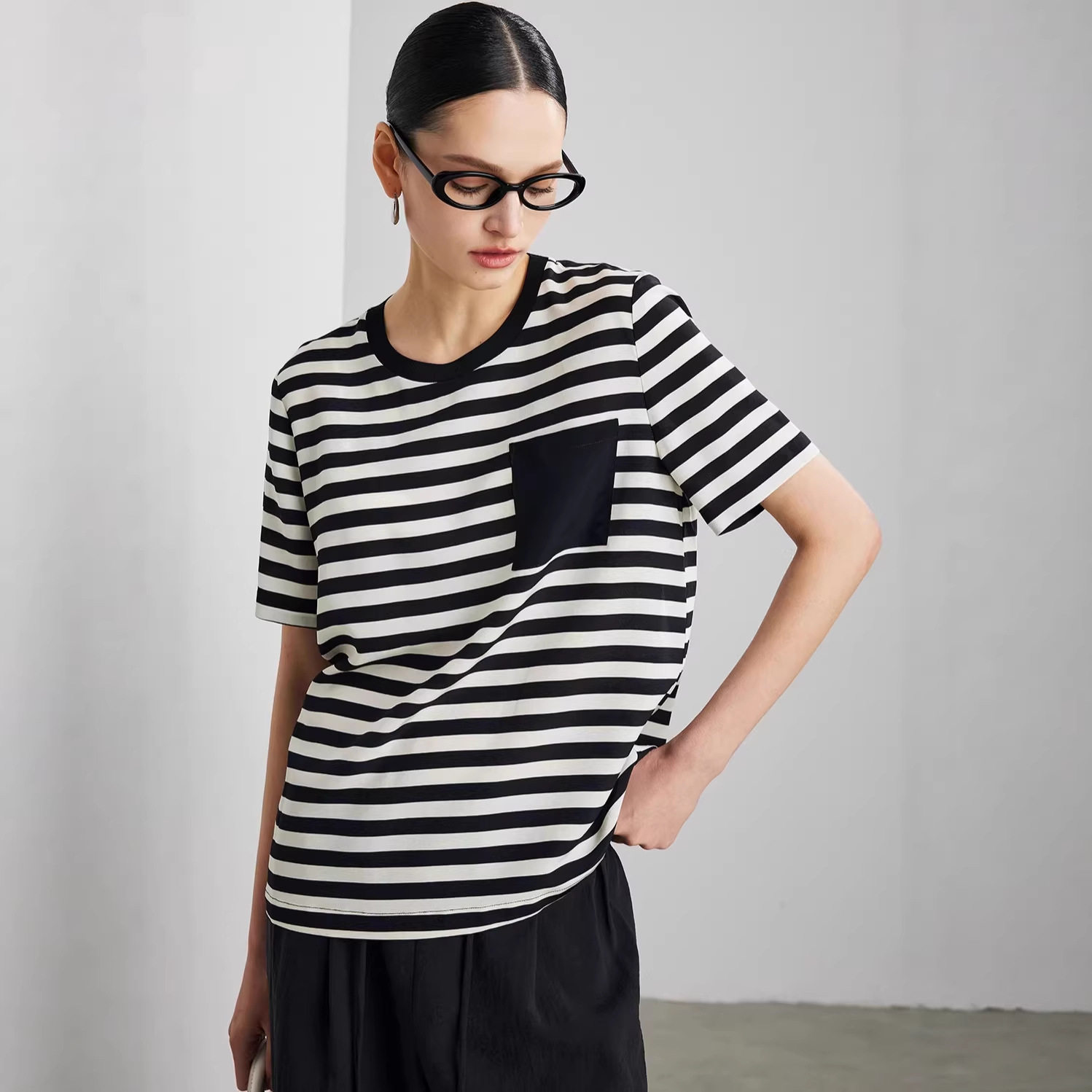 重磅圆领真丝T恤女2026新款春夏条纹23姆米重绉100桑蚕丝上衣气质,女装/女士精品,衬衫,淘宝优惠券,粉丝福利购,淘宝优惠卷