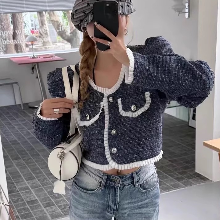 财神GOD财阀小香风拼接短外套