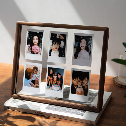 拍立得双面透明画框摆台压花相框