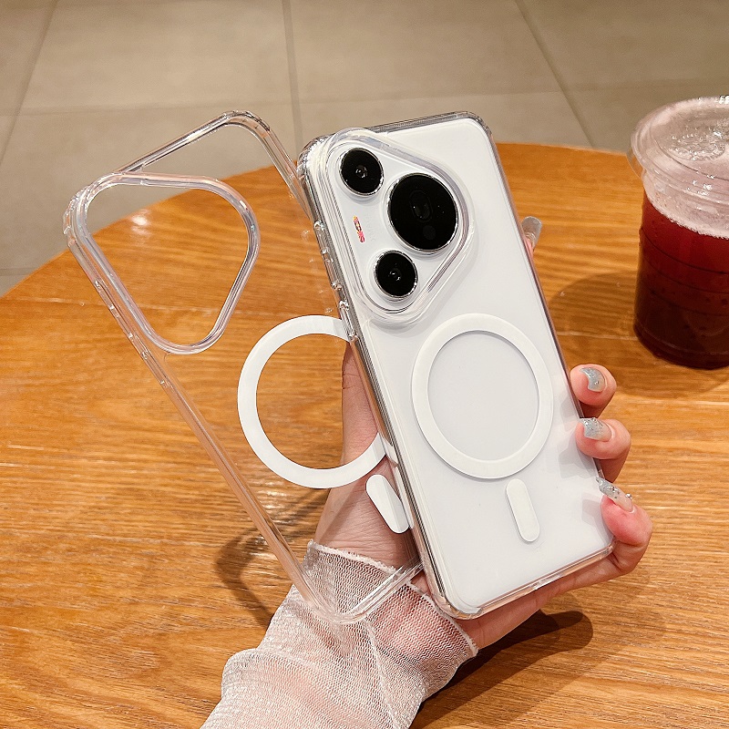Magsafe磁吸适用于华为Pura80手机壳新款华为Mate60pro无线充电Pura70保护套简约透明时尚防摔高级硬套70pro+
