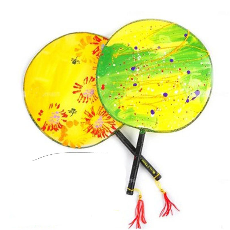 DIY手绘团扇空白折扇画画草帽夏天手绘材料涂鸦空白扇子手绘宫扇