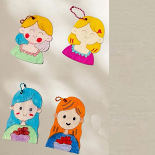 卡通肖像人物木质模型少儿美术手工材料特色美术课程涂鸦画材料