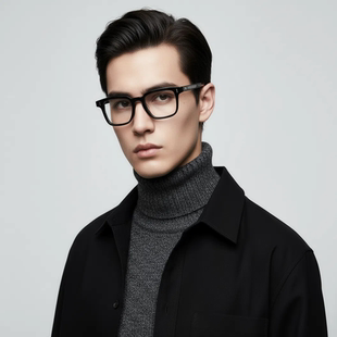 欧式 黑框眼镜近视防蓝光太阳变色眼镜 手工錾刻复古板材534经典