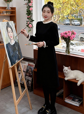 2025韩版时尚百搭连衣裙简约气质休闲加绒加厚裙子8633