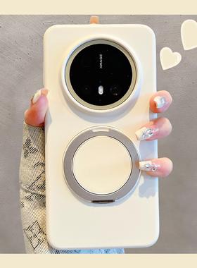 新款支点壳适用华为mate70pro+手机壳pura70简约纯色液态硅胶mate60/50/40pro360度磁吸旋转支架Ultra男女款