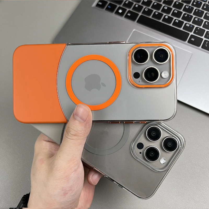 磁吸撞色拼接壳适用iPhone17pro苹果14手机壳15ProMax新款11透明12不发黄13男女14promax情侣plus超薄防摔套