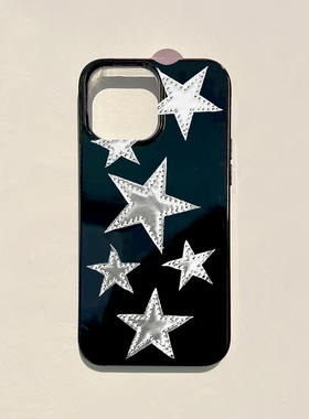 欧美酷潮银色五星17适用16苹果17ProMax手机壳iPhone12黑色XR女14个性千禧风13防摔保护套xs辣妹新款15plus