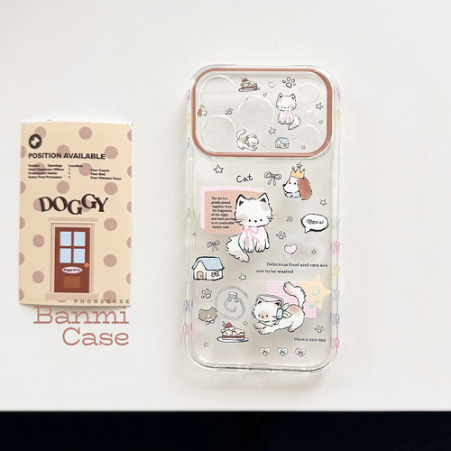 半米透明复古小猫来信手账风适用苹果18promax手机壳iphone17pro新款16pro男女款15pro创意卡通13保护套韩系