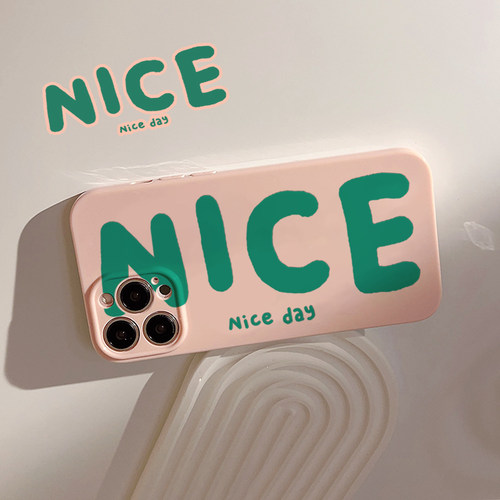 ins风甜粉NICE字母苹果11适用壳